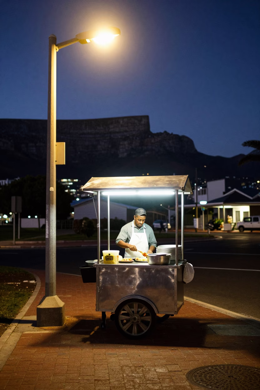 Cape Town Midnight Scene at Midnight Light in in Cape Town, South Africa