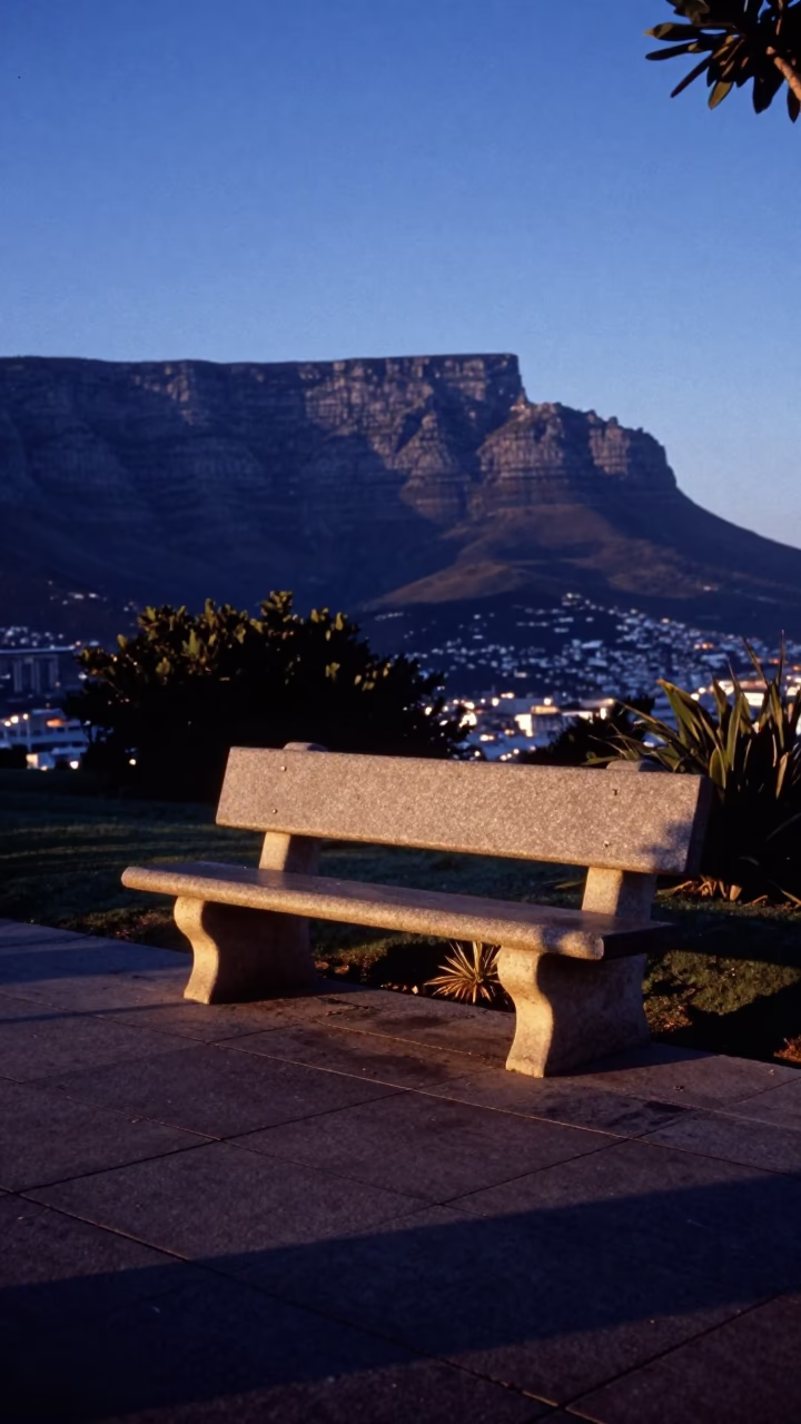Cape Town Mountain Backdrop at The Last Blue Light Of Evening in in Cape Town, South Africa