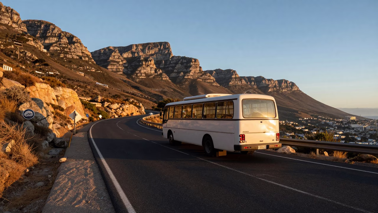 Cape Town Mountain Highway at The Late Afternoon Light in in Cape Town, South Africa