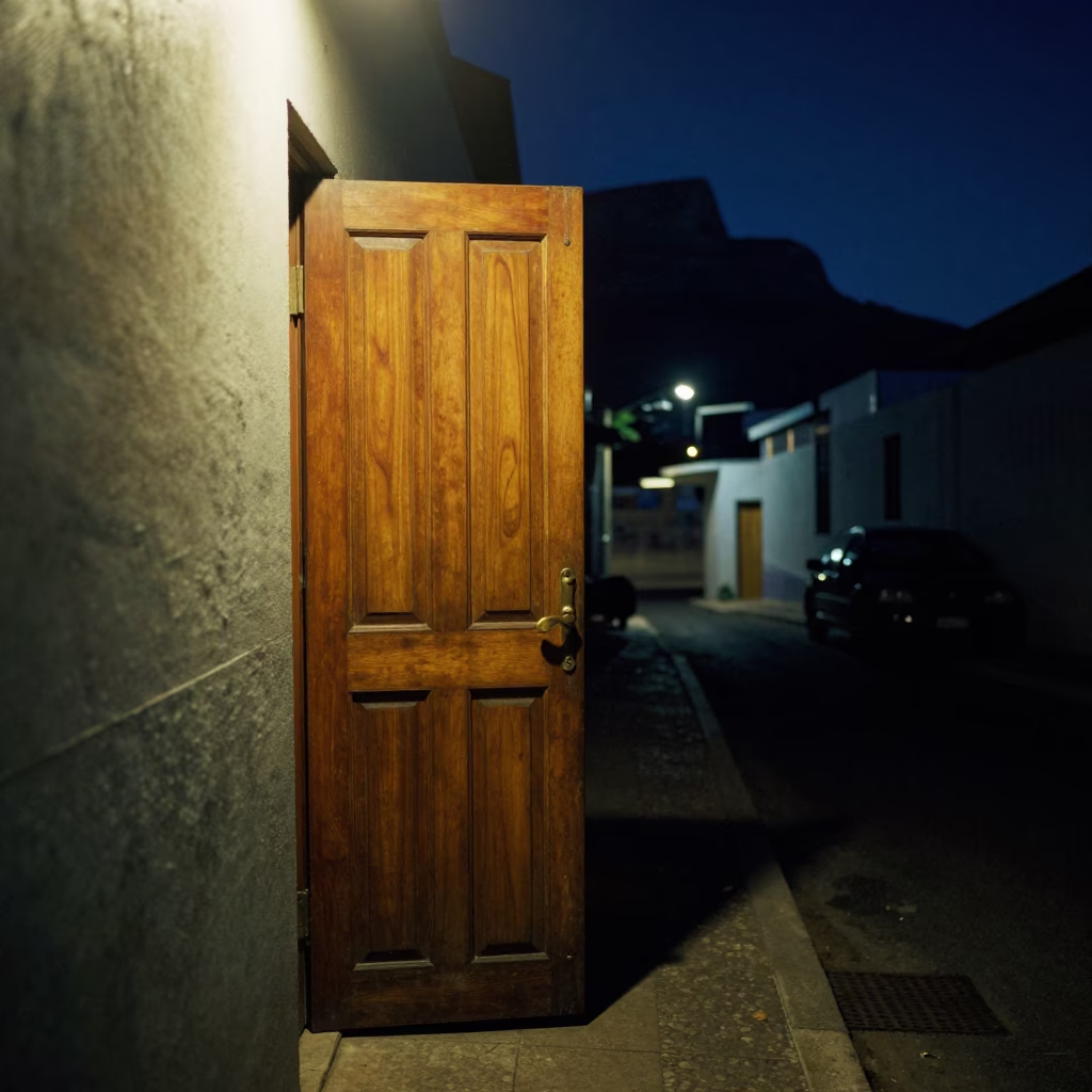 Cape Town Night Street Scene with Local Household Items Under Starry Sky in in Cape Town, South Africa