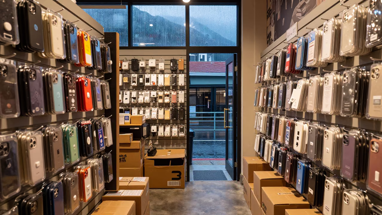 Cape Town Shop Stockroom Accessories Twilight Glow in inside a stockroom behind the sales floor near Cape Town