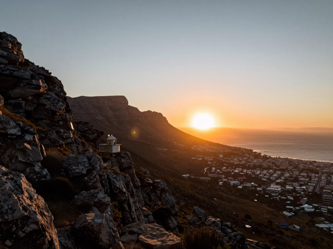 Cape Town Sunset at As The Sun Drops Toward The Horizon in in Cape Town, South Africa