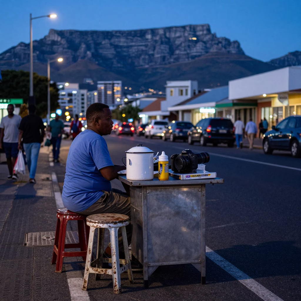 Cape Town Vendor Stall at Blue Hour in in Cape Town, South Africa