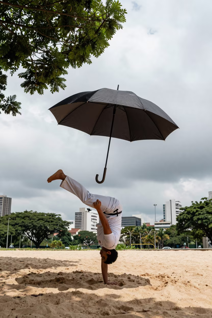 Capoeira Backflip Giant Umbrella São Paulo in in São Paulo
