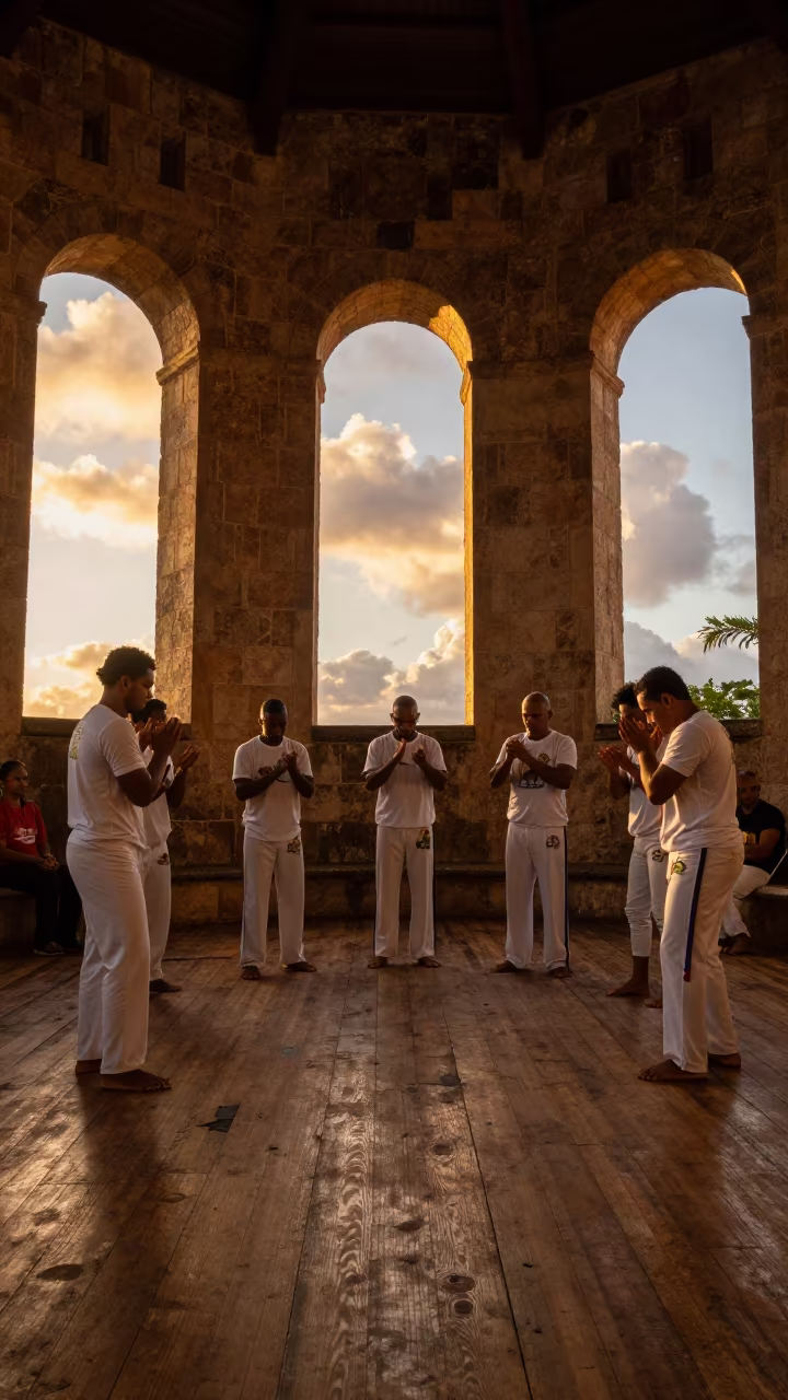 Capoeira Ceremony Sunset Prayer Hall Recife in in a prayer hall in Recife