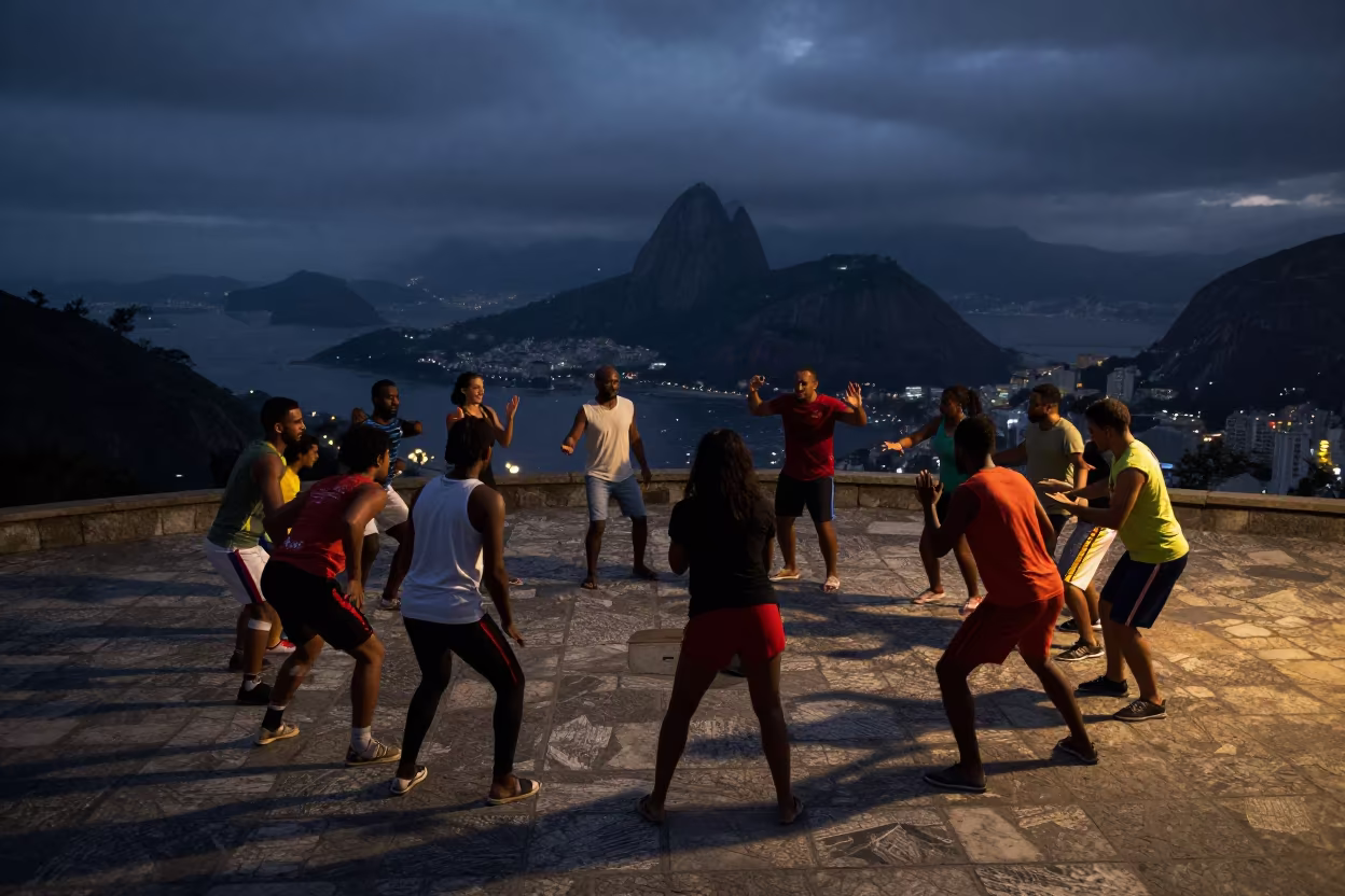 Capoeira Circle Rim Light in Rio Courtyard in in a temple courtyard in Rio de Janeiro