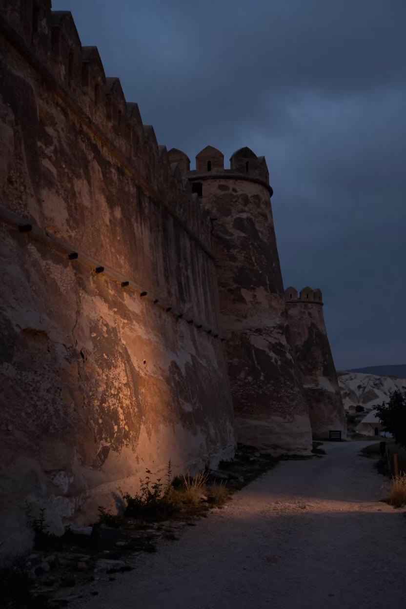 Cappadocia Archive Facade Winter Light in outside a wind-scoured fortress wall in Cappadocia