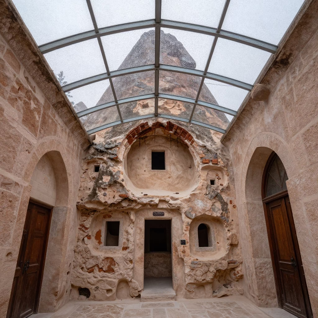 Cappadocian Cave Home in Ürgüp Dawn Arcade in inside a glass-roofed arcade in Ürgüp
