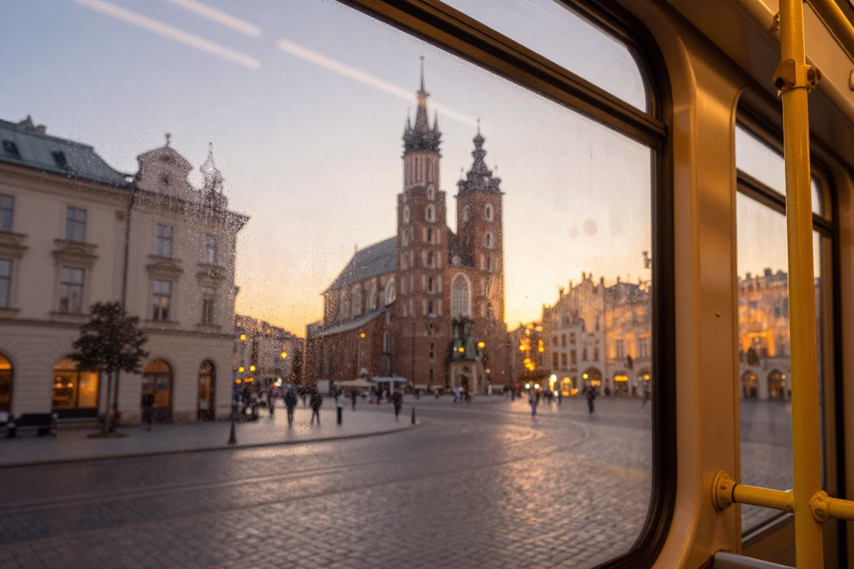 Capturing Condensation at Honeyed Evening Light in Krakow in in Krakow, Poland