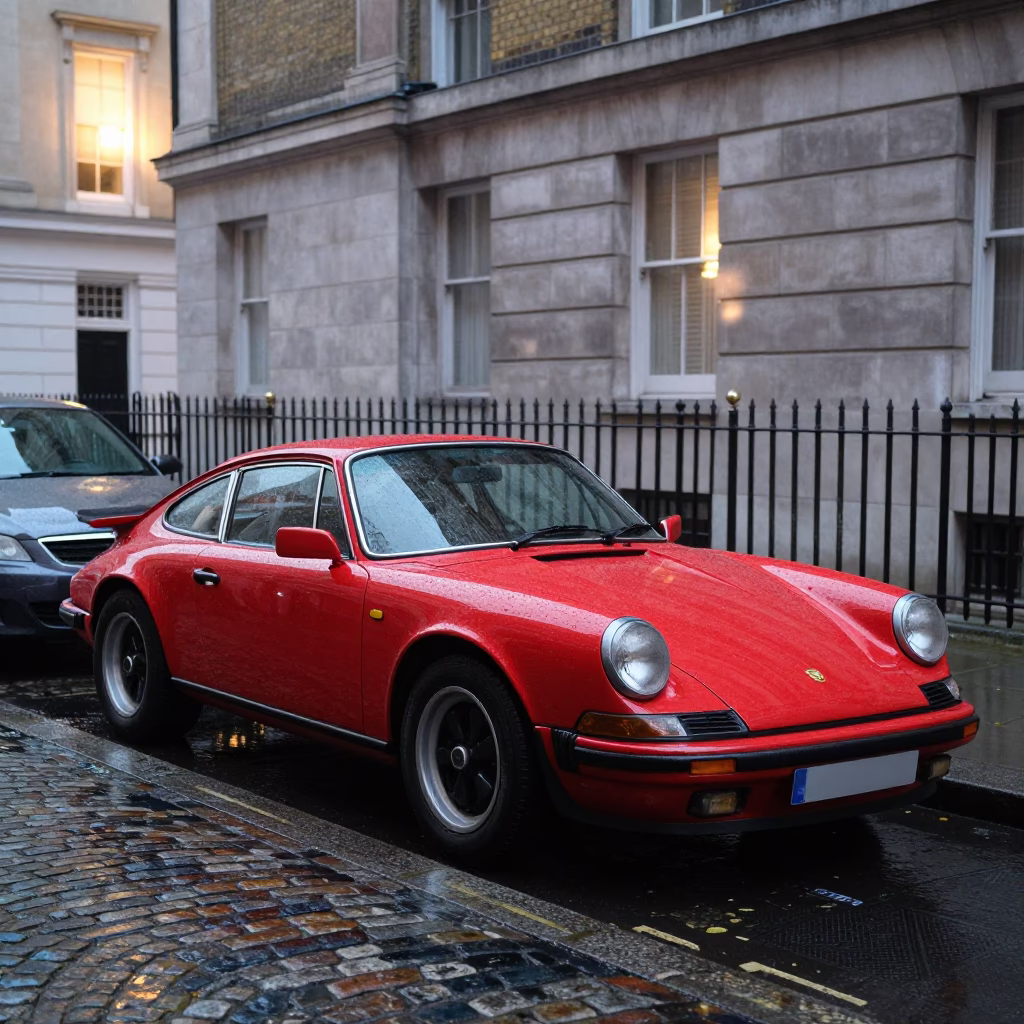 Car Parked in London at The Late Afternoon Light in in London, United Kingdom