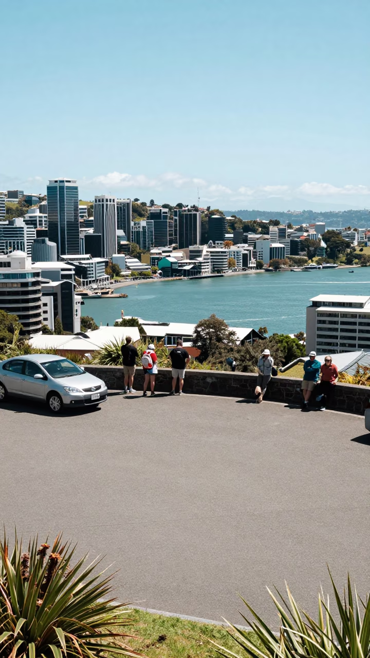 Car Passengers in Wellington at Midday Light in in Wellington, New Zealand