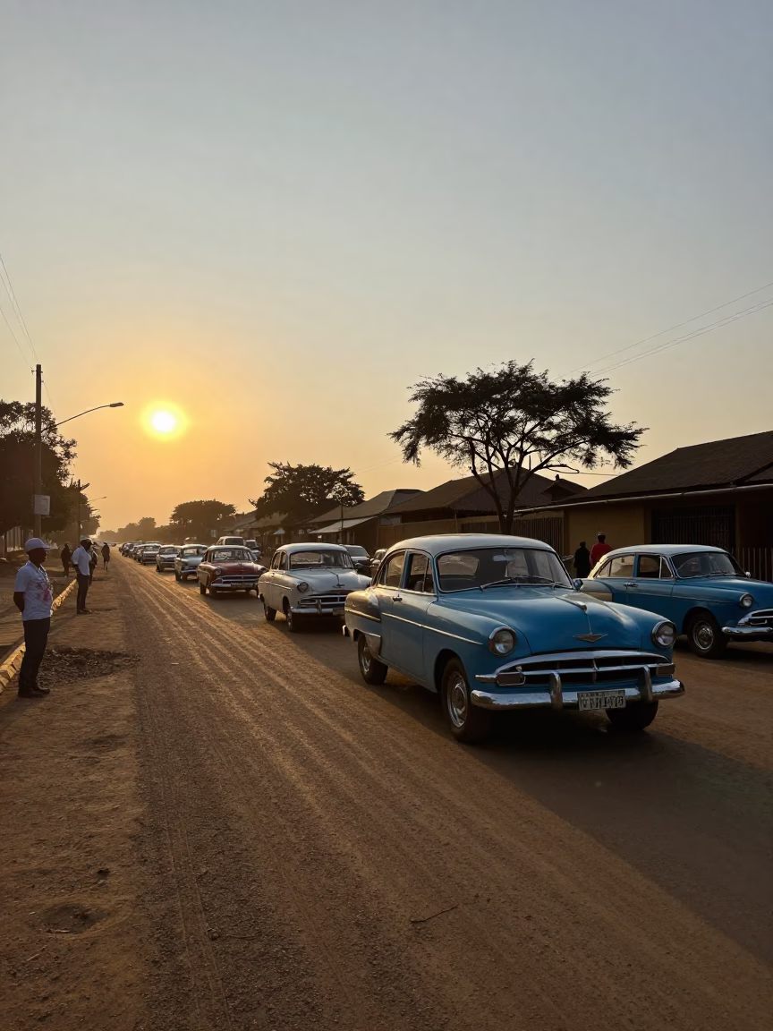 Car Rally in Nairobi at As The Sun Drops Toward The Horizon in in Nairobi, Kenya