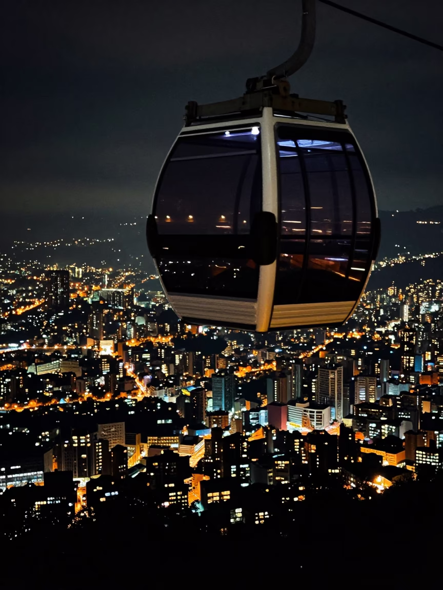 Car Ride in Medellin at Deep In The Night Light in in Medellin, Colombia