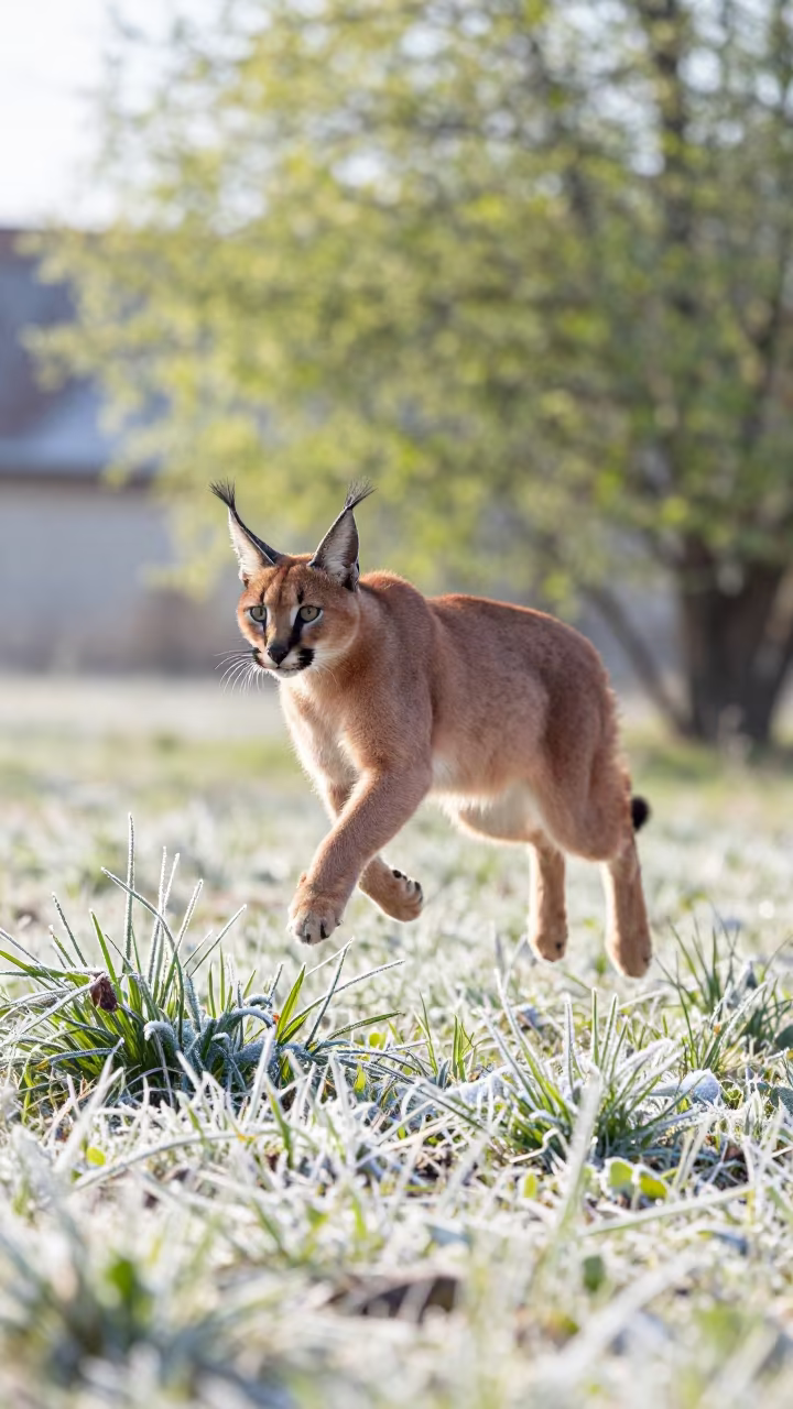 Caracal Mid-air Leap Near Lviv in near Lviv
