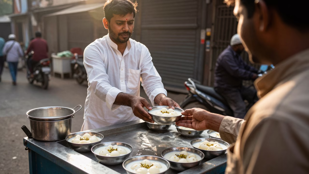 Cardamom Milk just after sunrise in Mumbai in in Mumbai, India