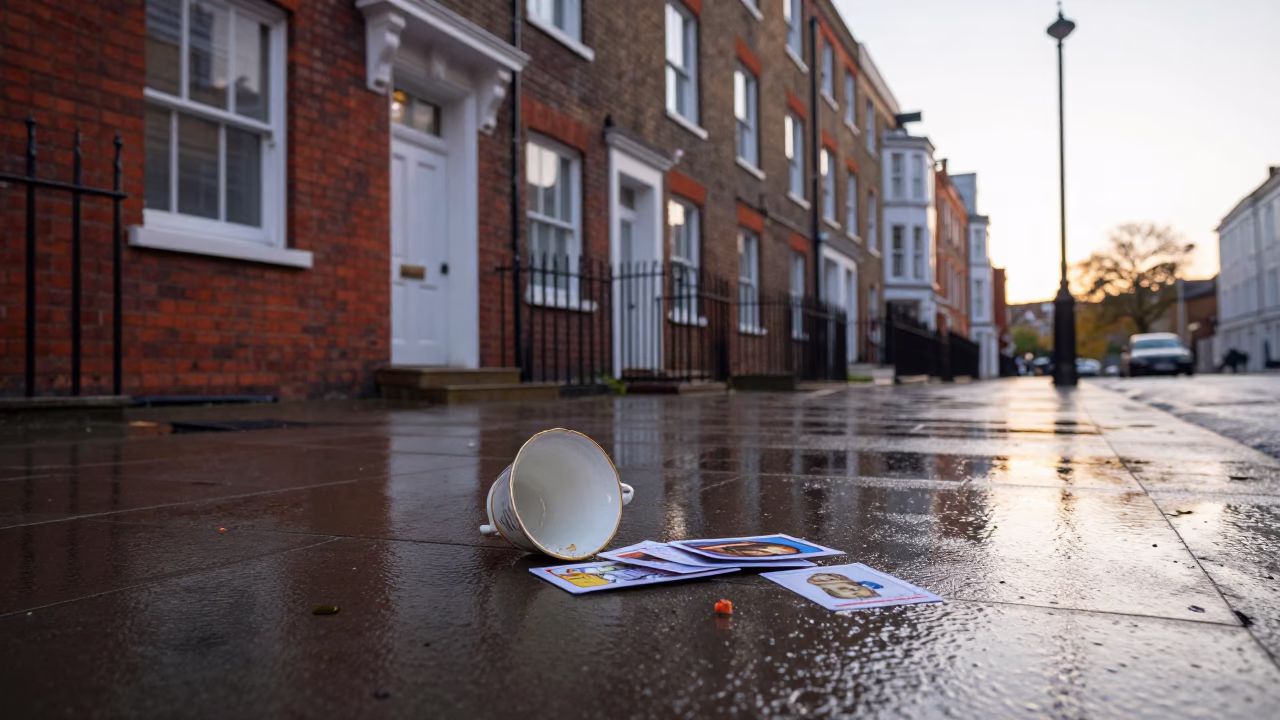 Cards just after sunrise in London in in London, United Kingdom