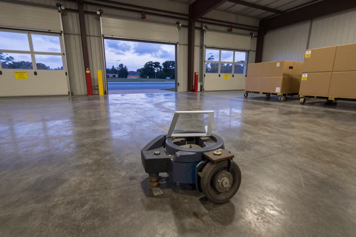 Cargo Dolly Brake Pin Cup in Durban Cross-Dock in inside a cross-dock lane near Durban