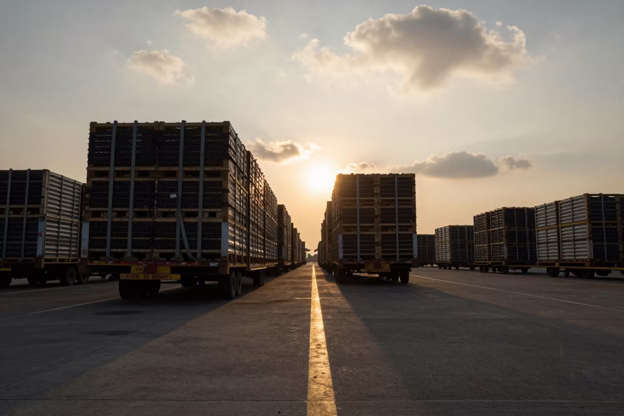 Cargo Pallet Silhouette at Mumbai Receiving Lane in outside a distribution center receiving lane near Mumbai