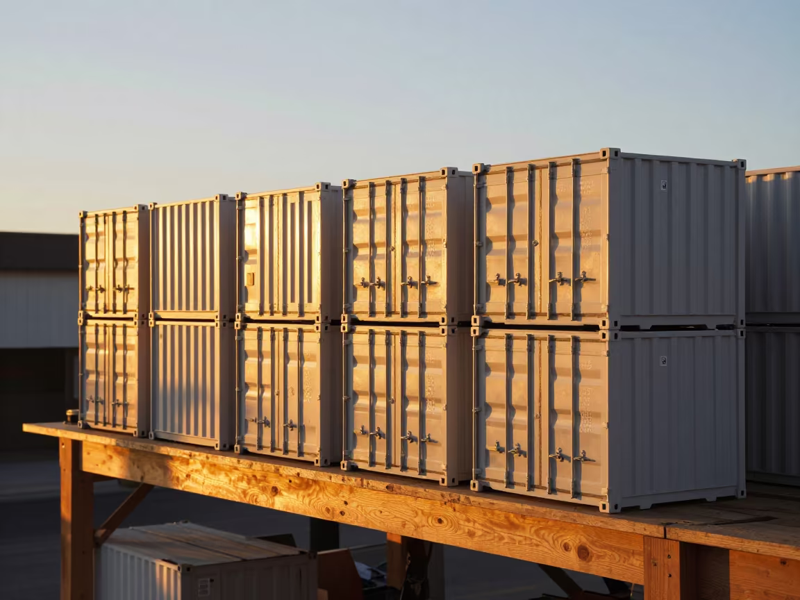 Cargo Stacks on Shelf in San Francisco Evening Light in on a workshop shelf in San Francisco