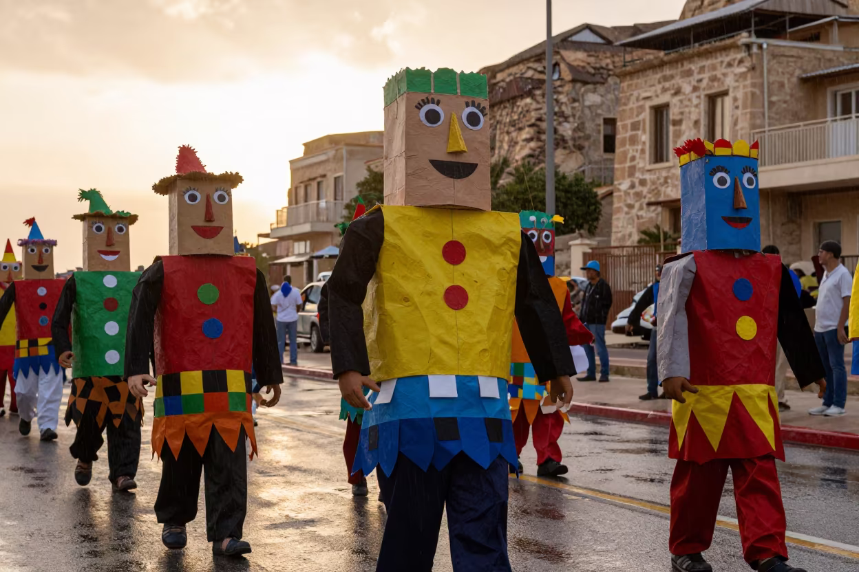Caribbean Junkanoo Parade Petra Waterfront Sunset in at a waterfront celebration in Petra