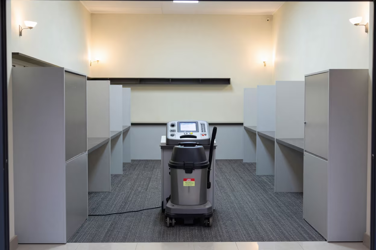 Carpet Cleaner Control Panel Before Shop Opens in inside a storefront prepared for opening in Qamishli