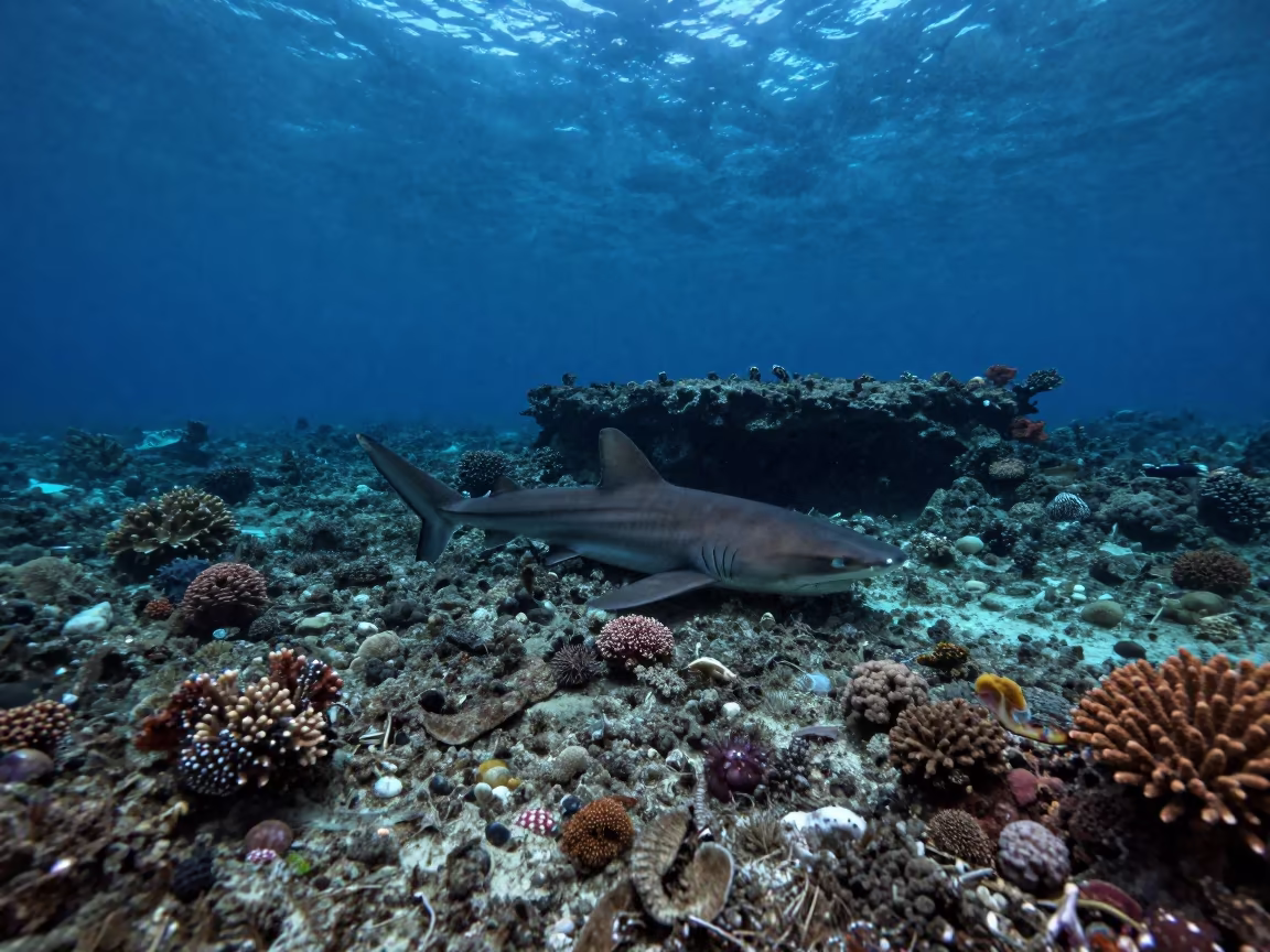 Carpet Shark on Coral Rubble Night Reef in beside a reef crevice under clear water near Zanzibar