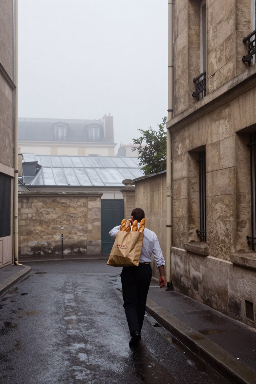 Carrying Baguettes in Paris in in Paris, France