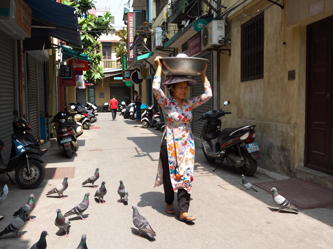 Carrying Basin in Hanoi in in Hanoi, Vietnam