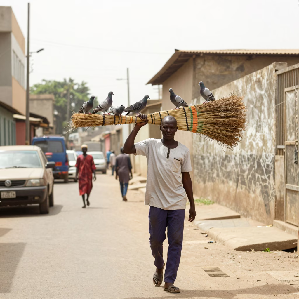Carrying Broom in Dakar in in Dakar, Senegal