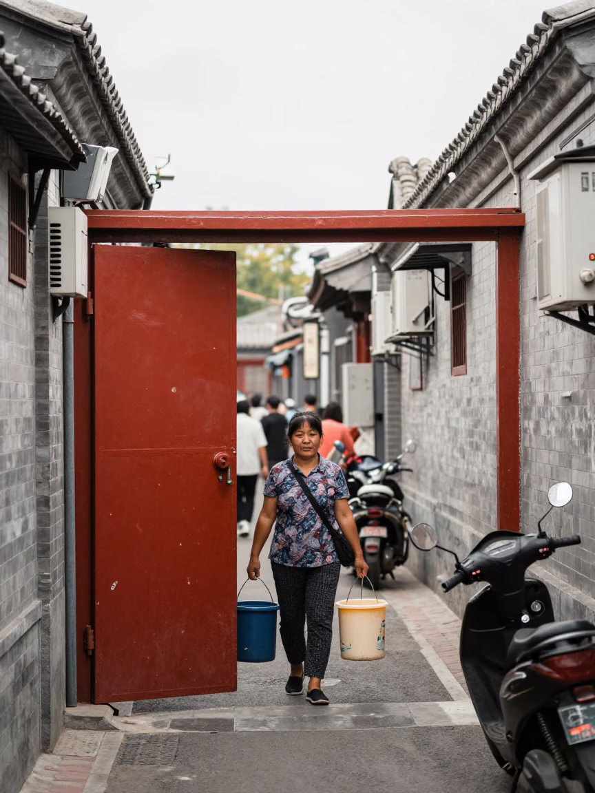 Carrying Buckets in Beijing in in Beijing, China