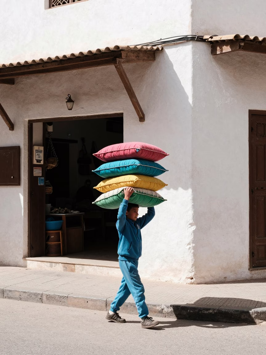 Carrying Cushions in Casablanca in in Casablanca, Morocco