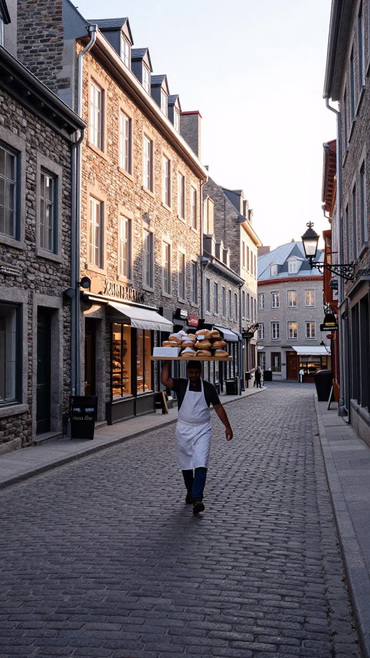 Carrying Pastries in Quebec City in in Quebec City, Quebec, Canada