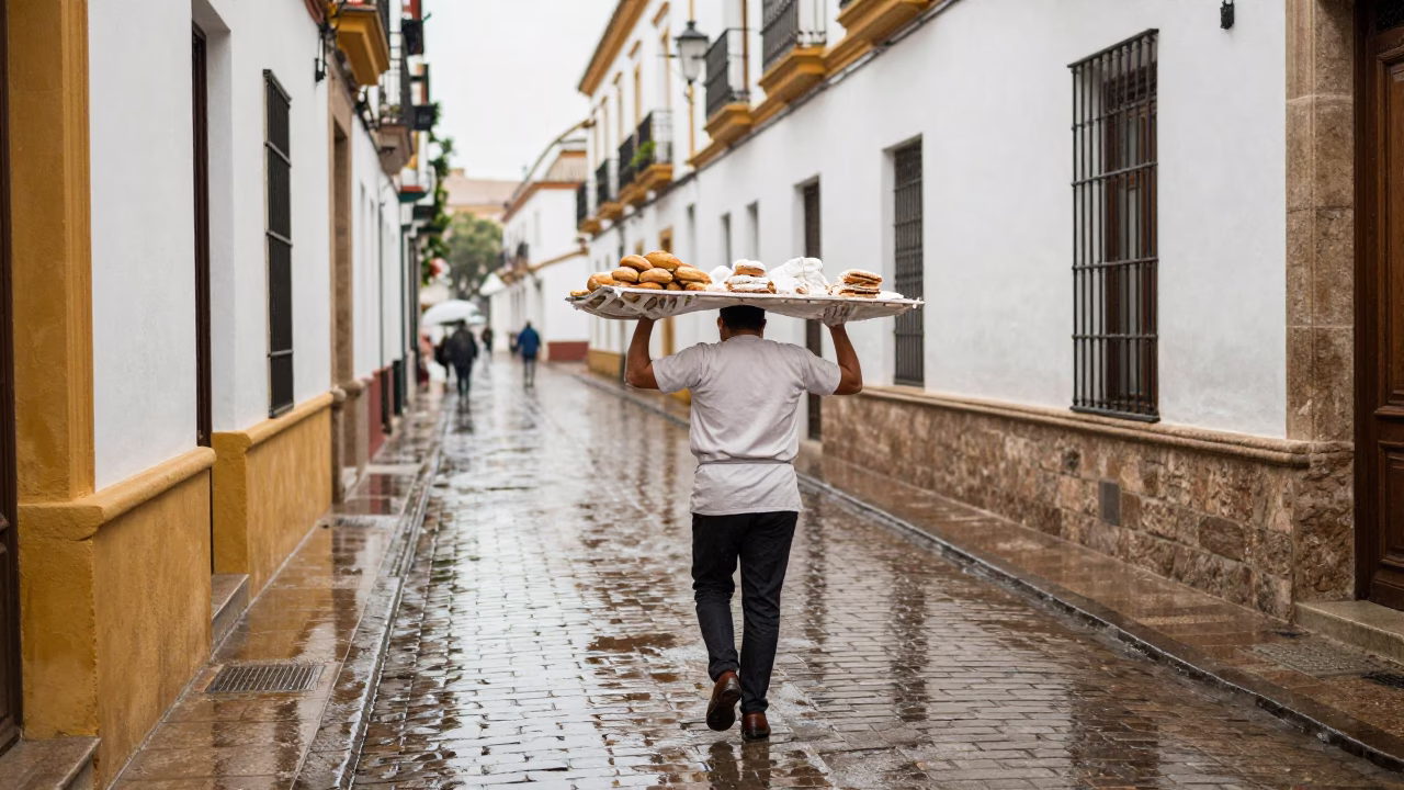 Carrying Pastries in Seville in in Seville, Spain