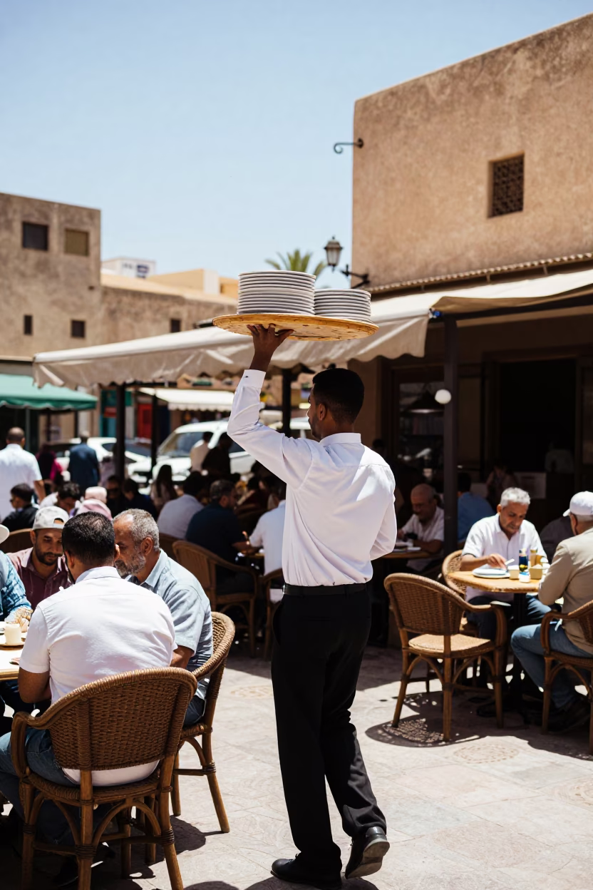 Carrying Plates in Casablanca in in Casablanca, Morocco