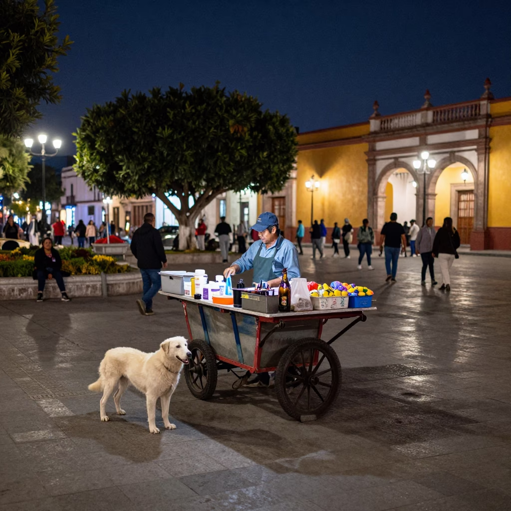 Cart after dark in Merida in in Merida, Mexico