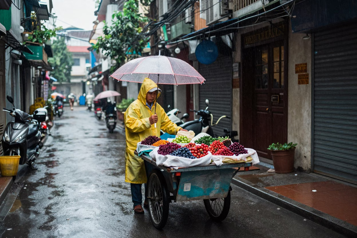 Cart in Hanoi at First Light in in Hanoi, Vietnam