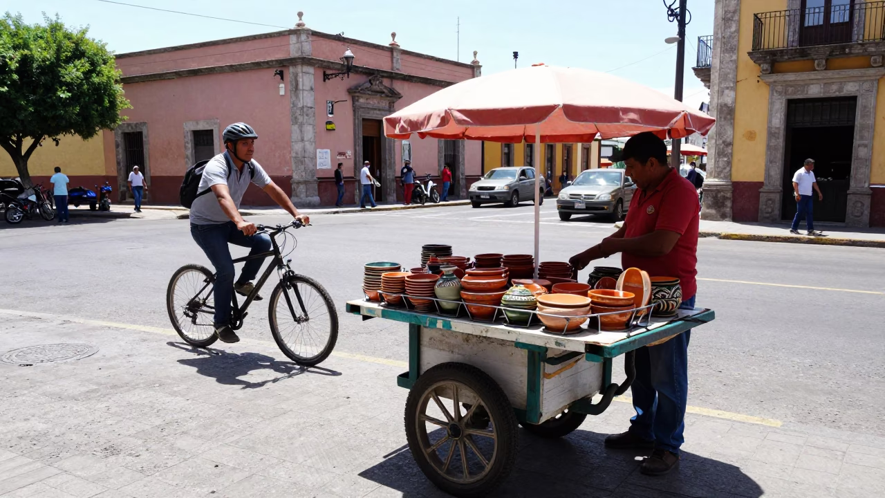Cart Interaction in Oaxaca in in Oaxaca, Mexico