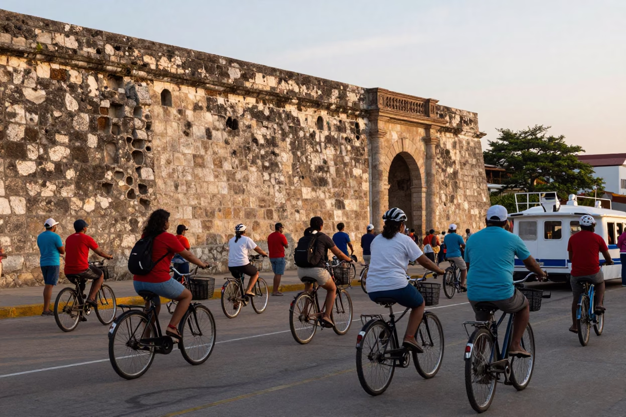 Cartagena Bicycles at Nautical Dawn Light in in Cartagena, Colombia