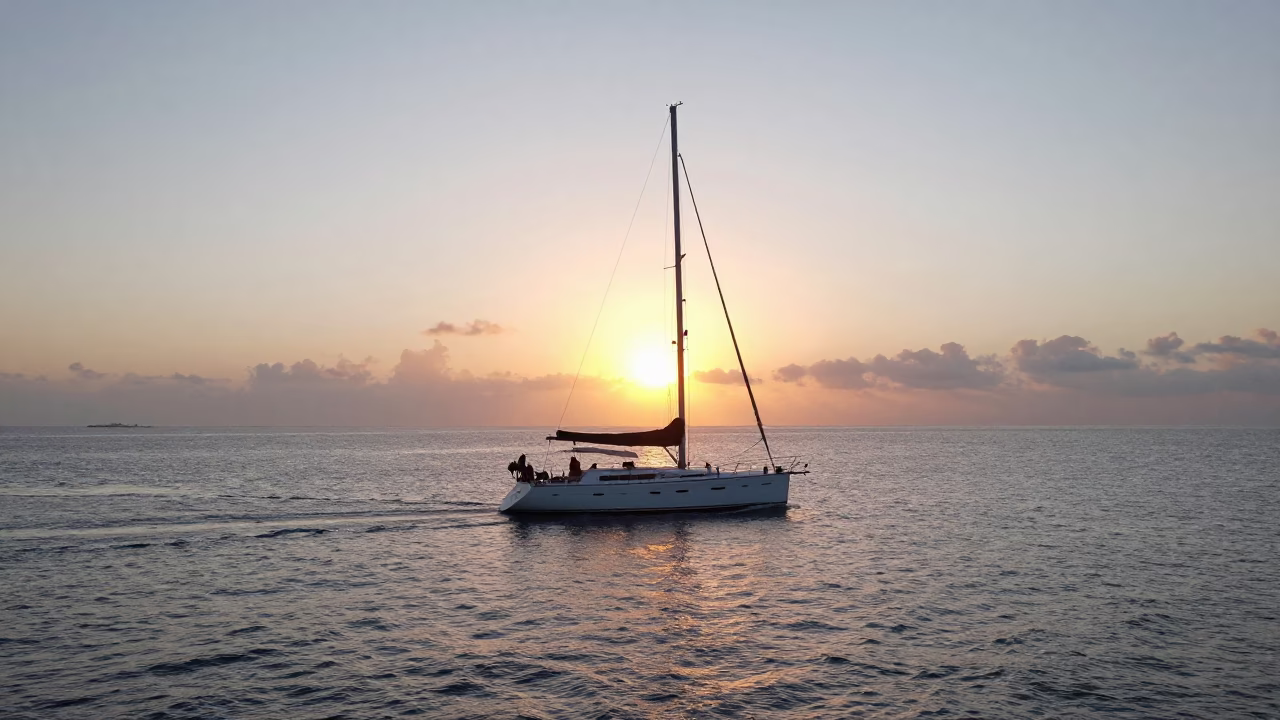 Cartagena Colombia Caribbean Coastline Sailing Yacht Anchorage Sunrise in in Cartagena, Colombia
