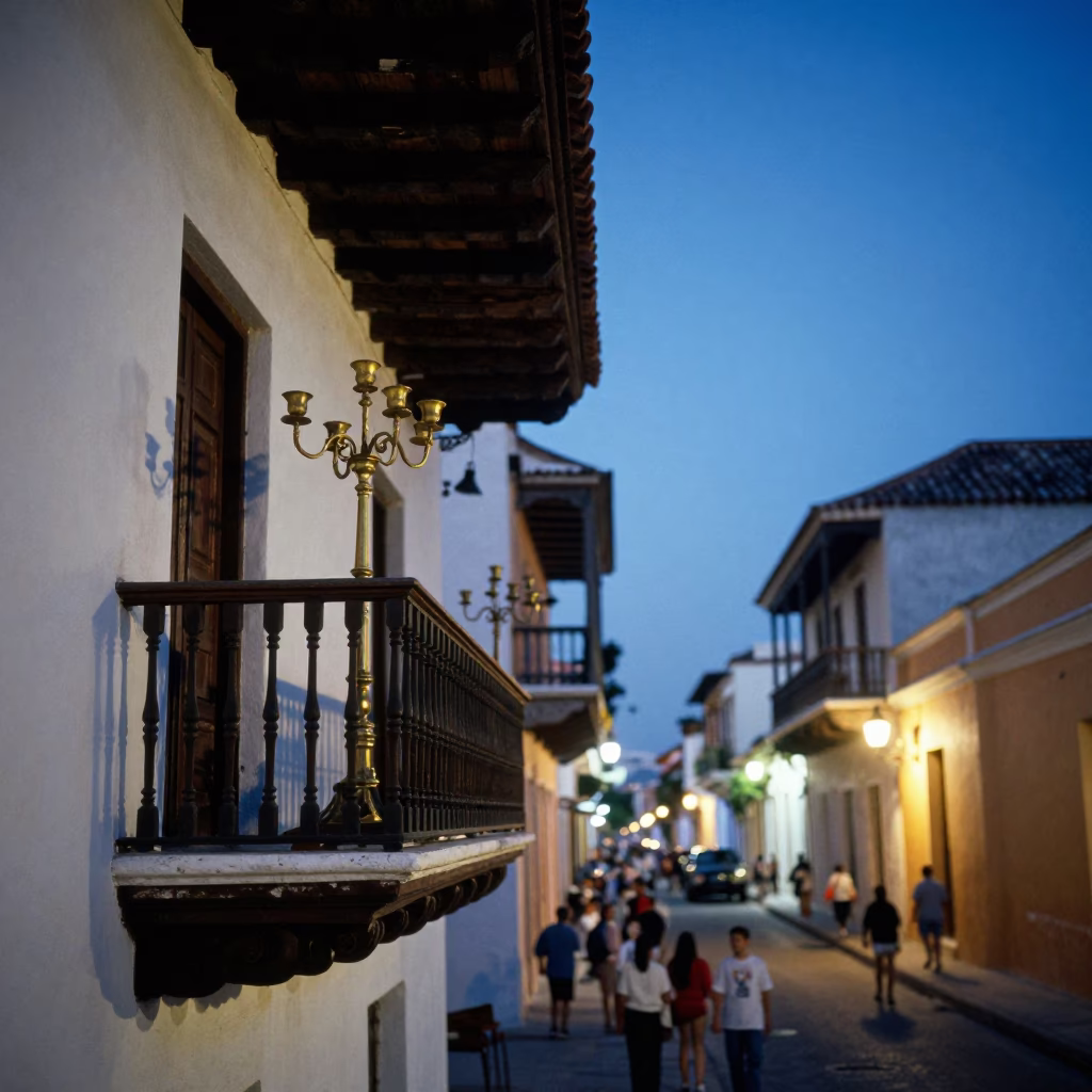 Cartagena Colonial Balcony at Blue Hour in in Cartagena, Colombia