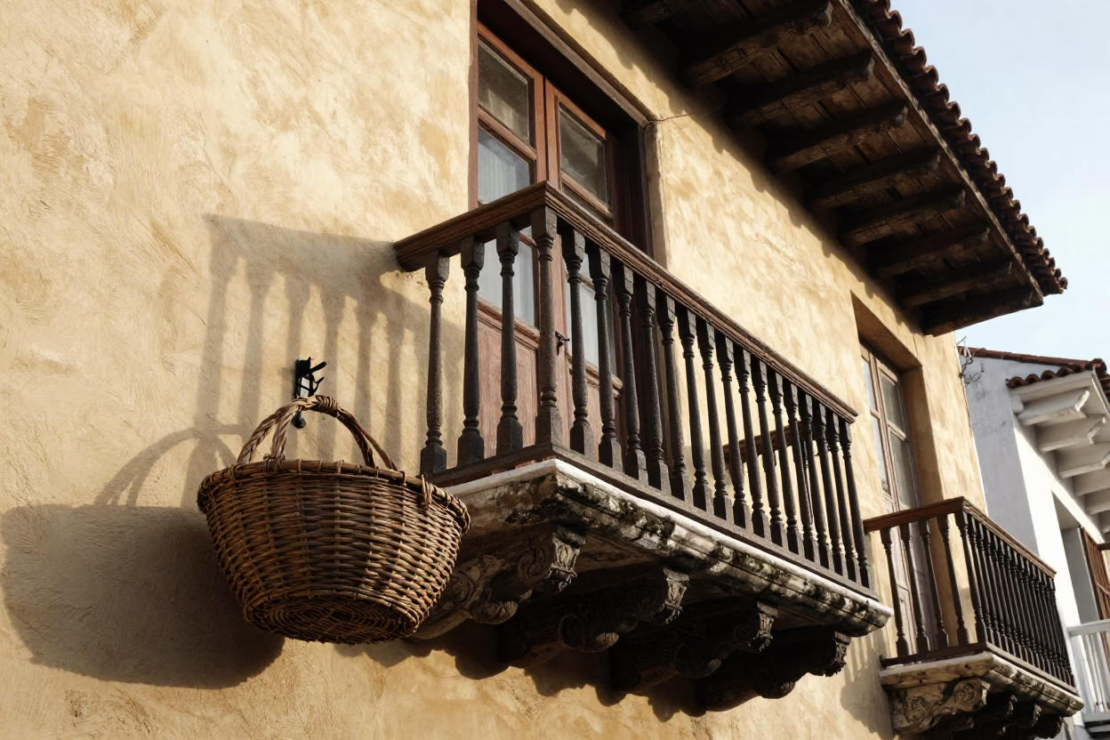 Cartagena Colonial Balcony at The Early Afternoon Light in in Cartagena, Colombia