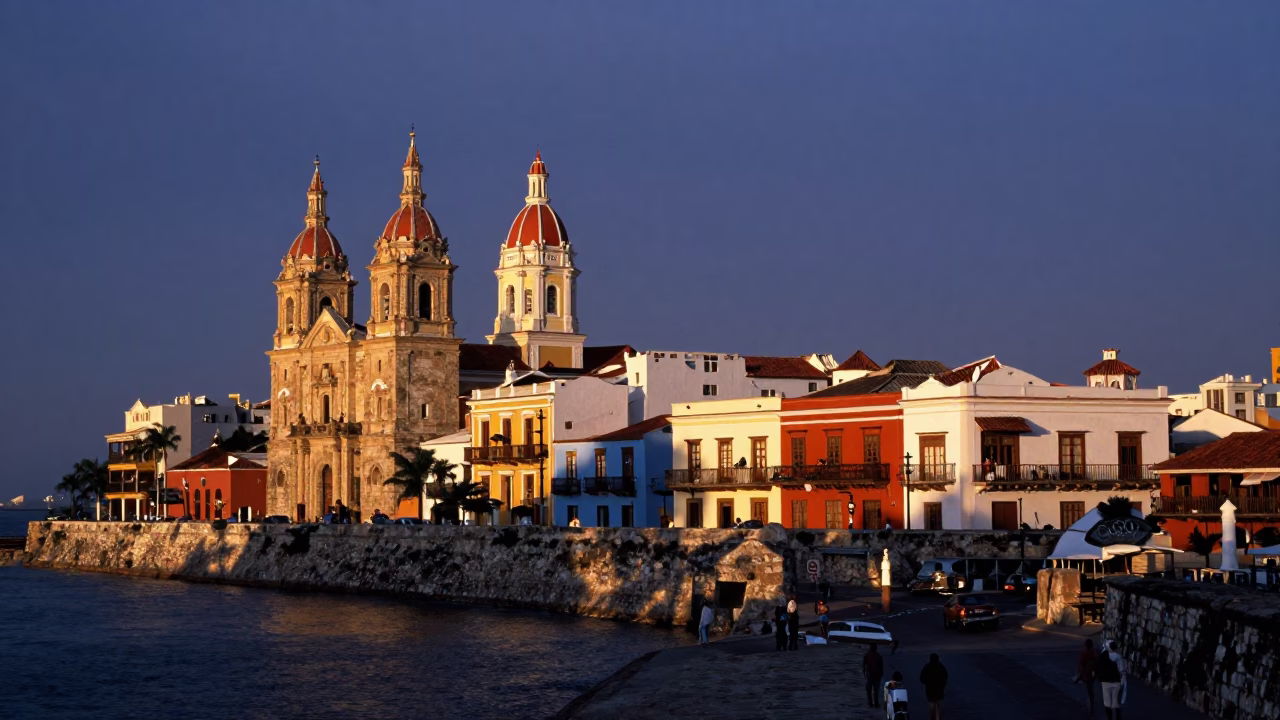 Cartagena First Light at As First Light Reaches The Scene in in Cartagena, Colombia