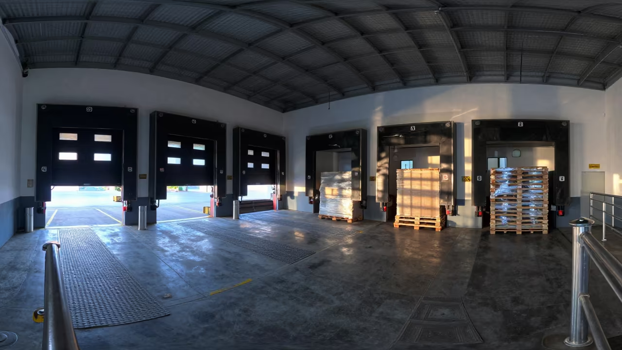 Cool Morning Light on Cartagena Logistics Dock in inside a dispatch office above the dock near Cartagena