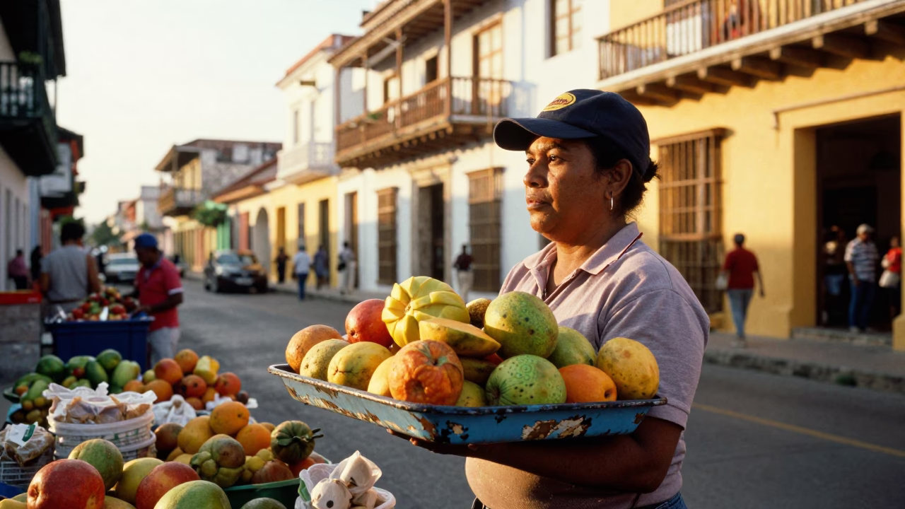 Cartagena Market Vendor at The Late Afternoon Light in in Cartagena, Colombia