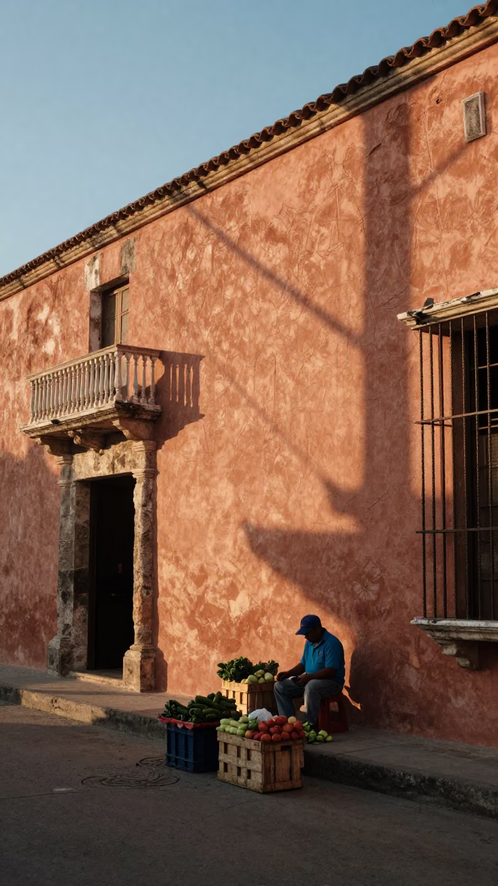 Cartagena Street Life at First Light Of Dawn in in Cartagena, Colombia
