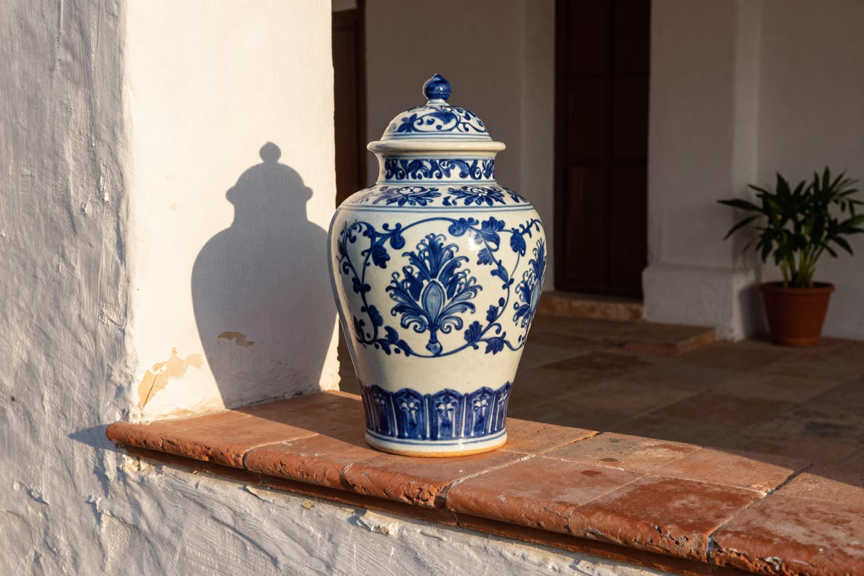 Cartagena White Porcelain Jar in in Cartagena, Colombia