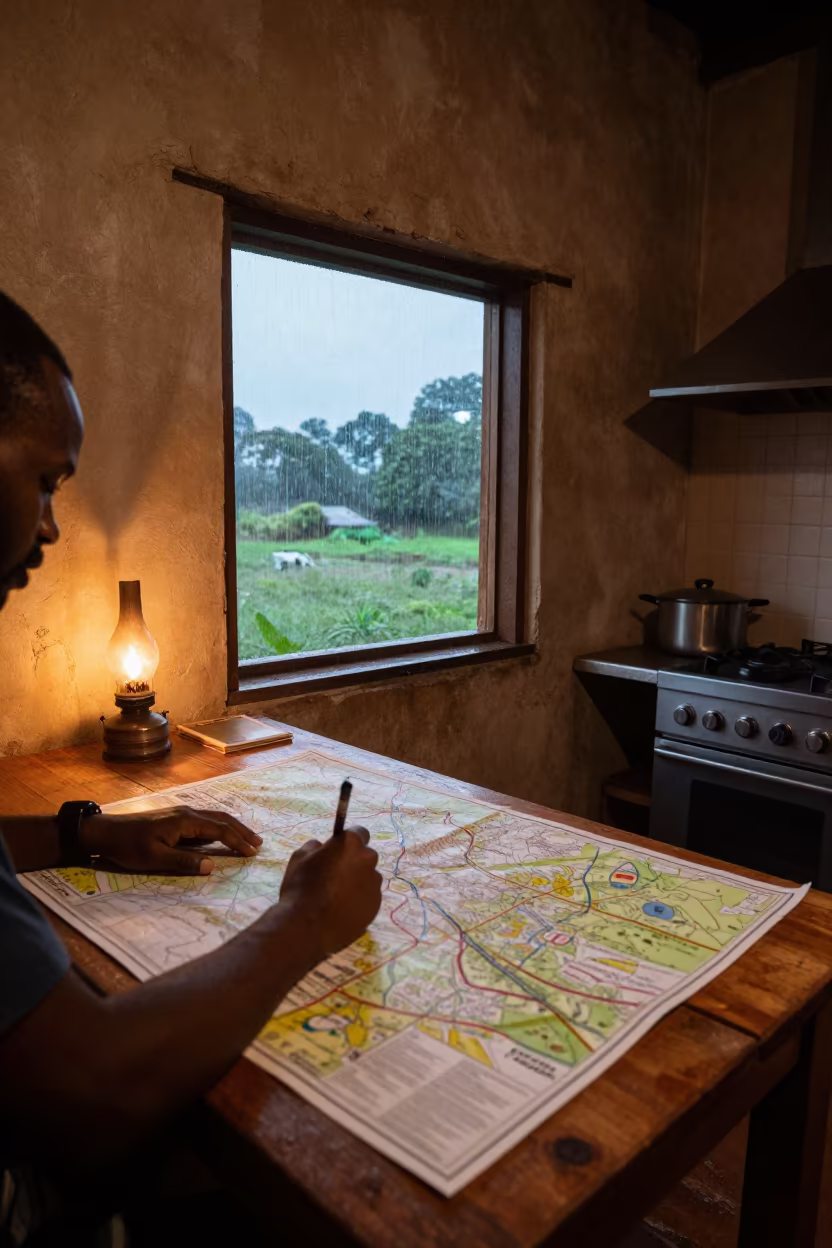 Cartographer Drawing Map in Masvingo Kitchen in in a kitchen in Masvingo