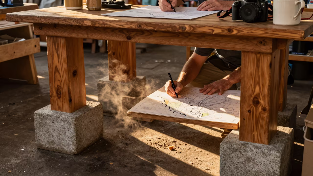 Cartographer Maps Coastline in Stone Market Hall in in a market hall in Jacksonville