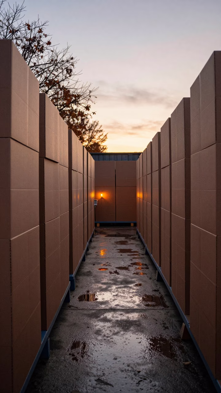 Carton Sample Library Rain Sunset Hamburg in at a fulfillment packing station near Eppendorf, Hamburg