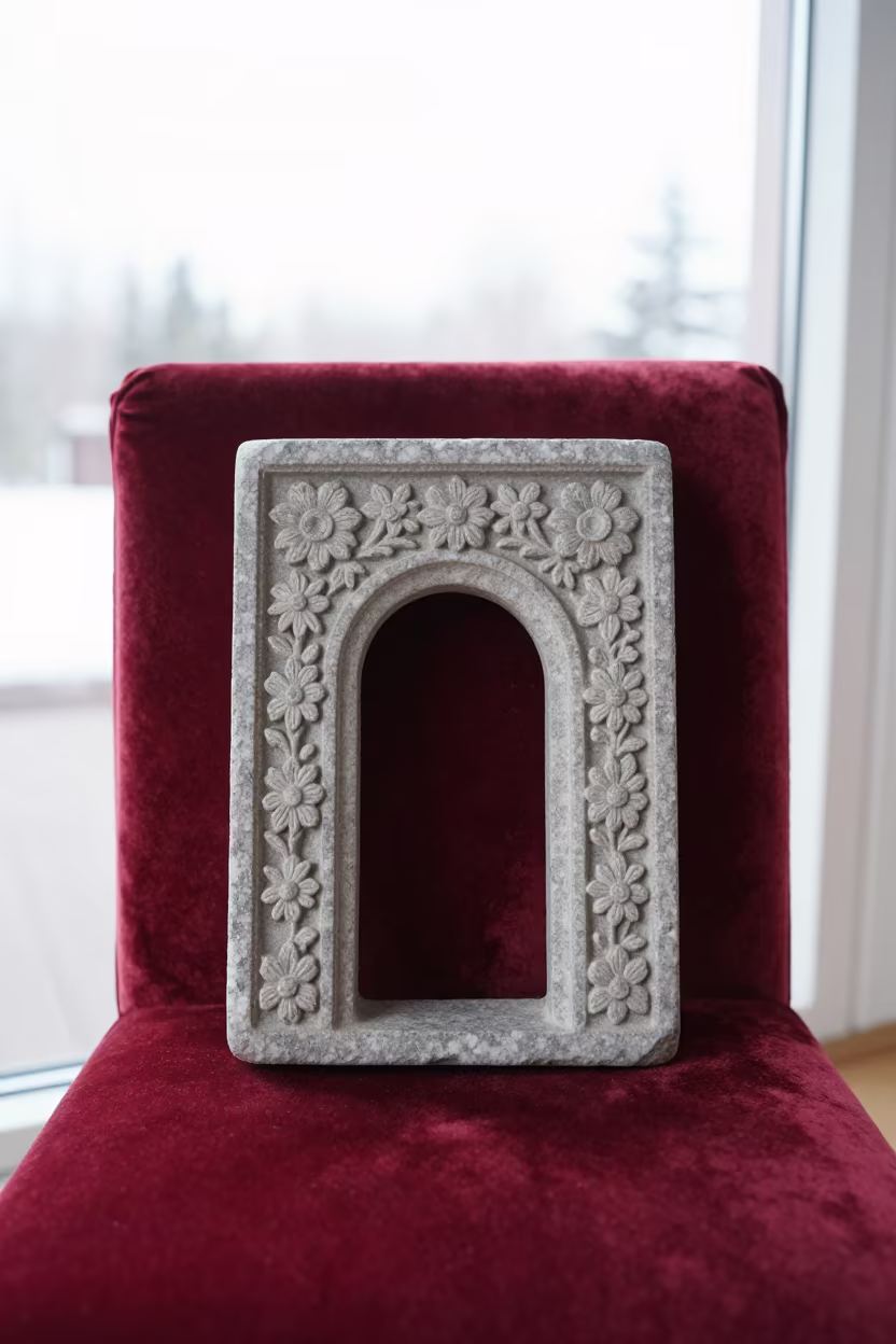 Carved Stone Doorway on Velvet Chair in on a velvet chair near Jinan
